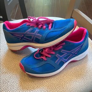 Asics Blue and Pink Athletic Shoes with Classic Design
